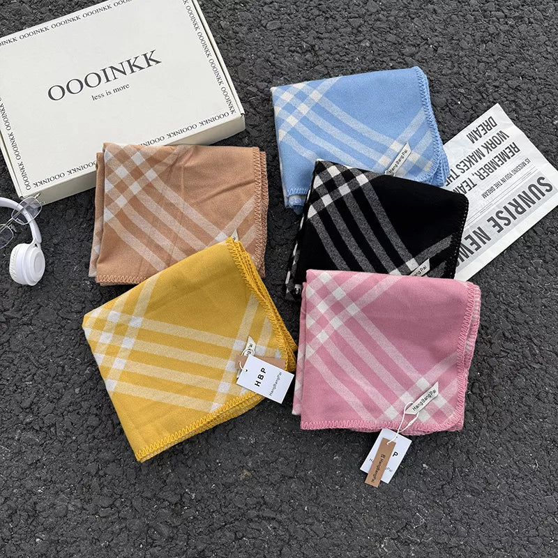 Unisex Classic Windowpane Scarf — five classic checked scarves displayed together