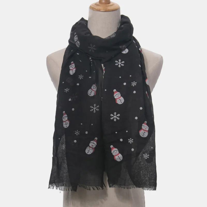 Snowman fringe Christmas scarf - product photo 3