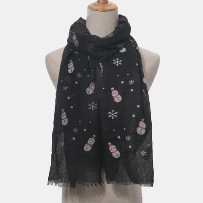 Snowman fringe Christmas scarf - product photo 3