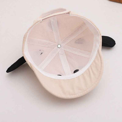 Kids White 3D Puppy Ear Cartoon Baseball cap crown profile