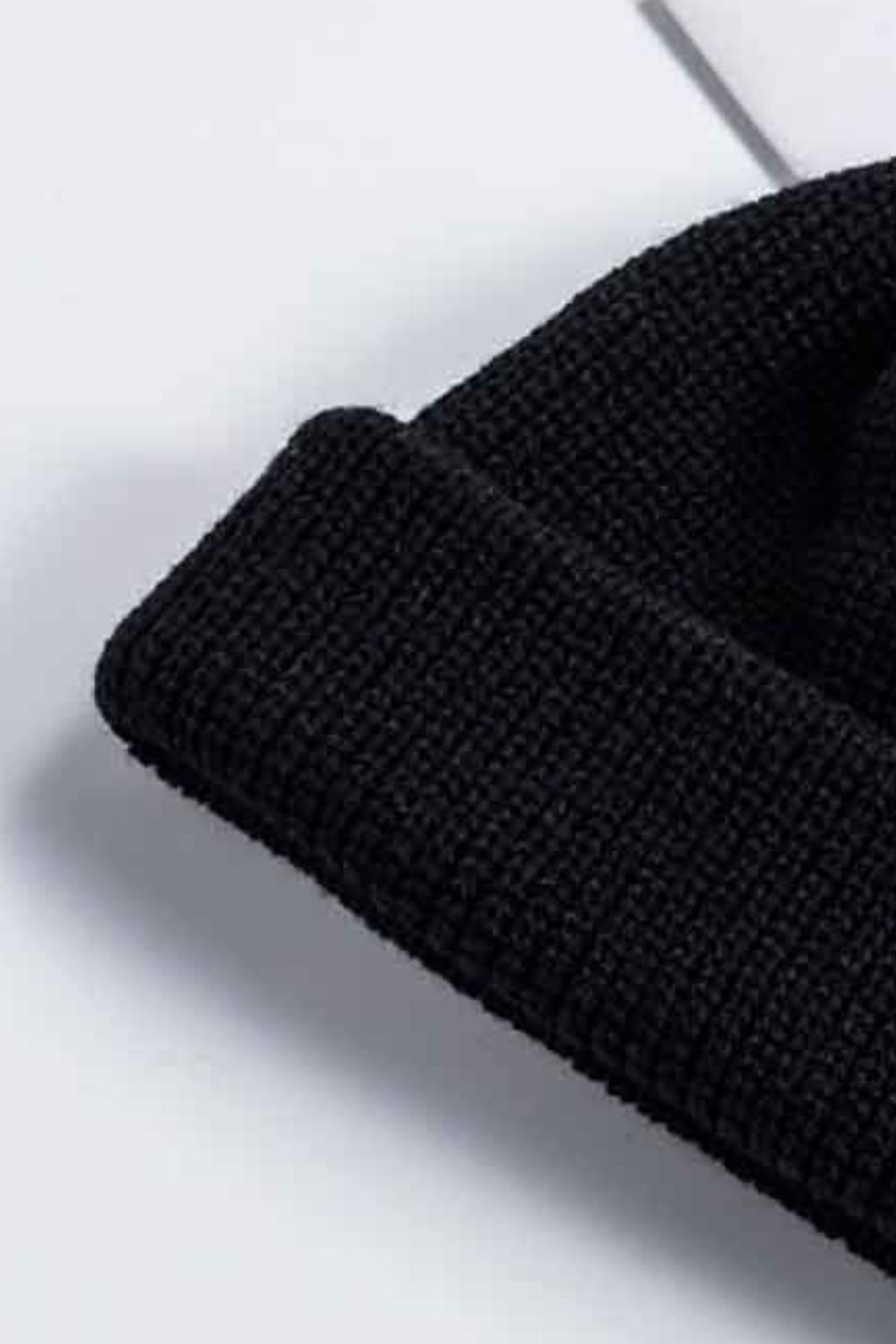 Soft acrylic cuff beanie stacked texture detail