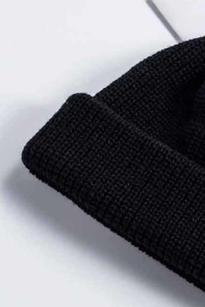 Soft acrylic cuff beanie stacked texture detail