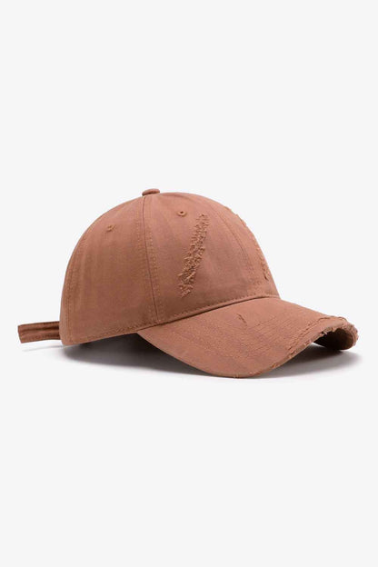 Coral cotton distressed adjustable cap front view