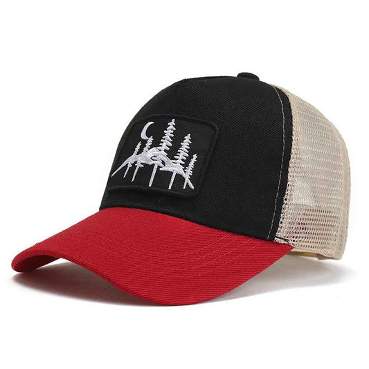 Camouflage orange embroidered outdoor mesh trucker cap