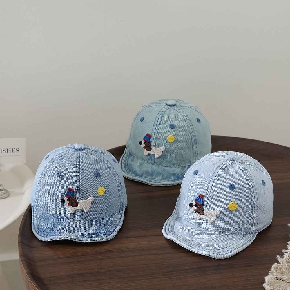 Toddler Denim Dog Embroidered Baseball Cap
