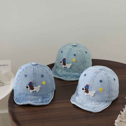 Toddler Denim Dog Embroidered Baseball Cap