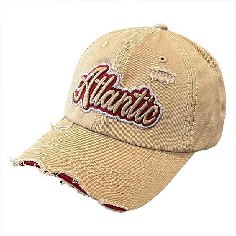 Unisex Atlantic Embroidered Distressed Baseball Cap