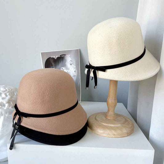 Women’s Wool Bow Felt Winter Cloche Hat