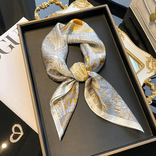 Women's mulberry silk square scarf - product photo 1