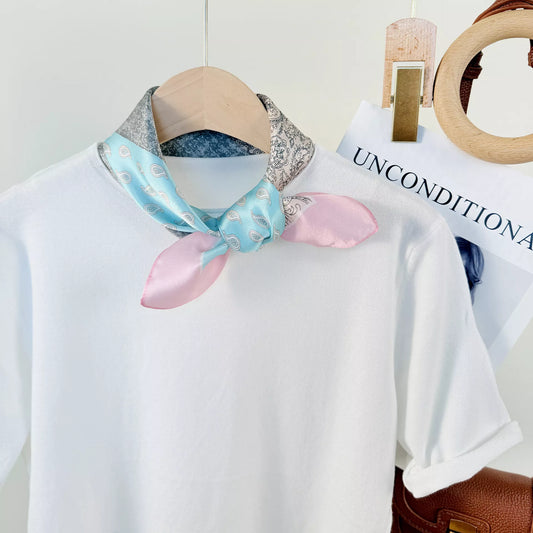 Women's Printed Silk Square Scarf in Blush Pink - front view 1