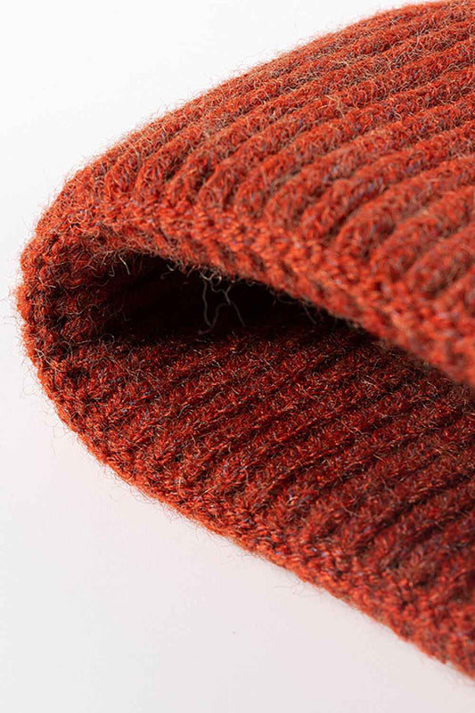 Dark gray NEWYORK patch cuffed beanie front