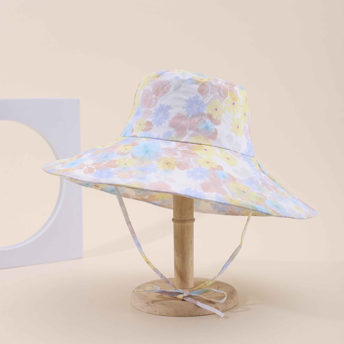 Women's Purple Floral Wide Brim Beach Sun Hat style view