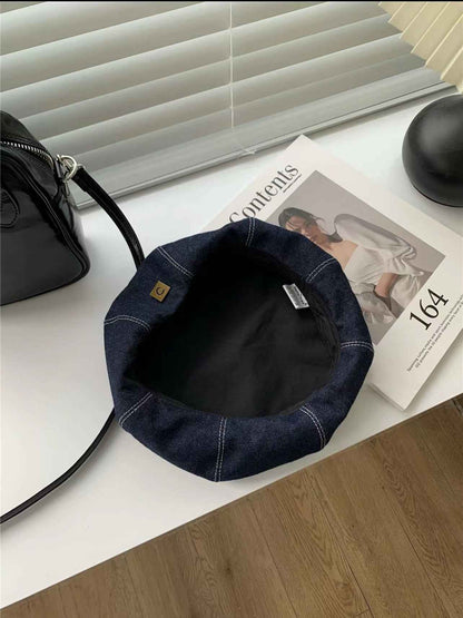 Women's C-Letter Denim Beret Hat