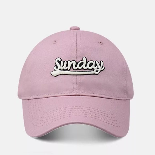Unisex Sunday embroidered cotton baseball cap - beige front view