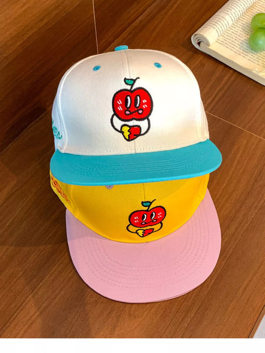 Cartoon apple embroidered baseball cap - product photo 2