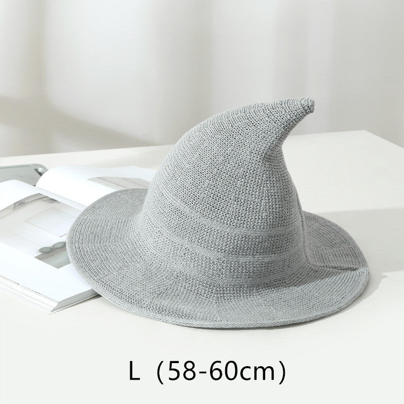 Women's Cotton Wide Brim Halloween Witch Hat - Camel front view