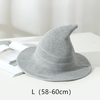 Women's Cotton Wide Brim Halloween Witch Hat - Camel front view