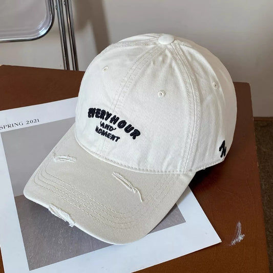 Distressed embroidered baseball cap - product photo 1