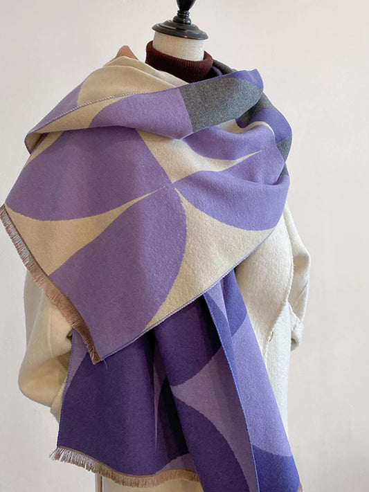 Unisex Contrast Raw Hem Scarf in Sage - styled detail 2