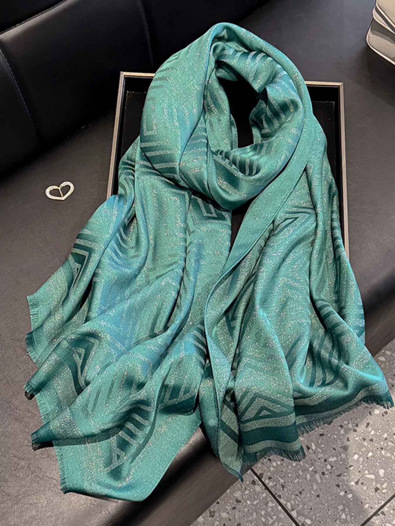 Unisex Raw Hem Lightweight Scarf in Beige - color detail 11