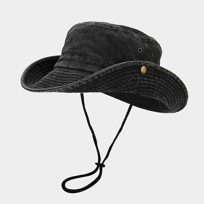 Khaki cotton safari hat side profile