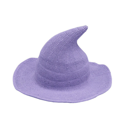 Women's Wool Halloween Witch Hat - Magenta texture close-up