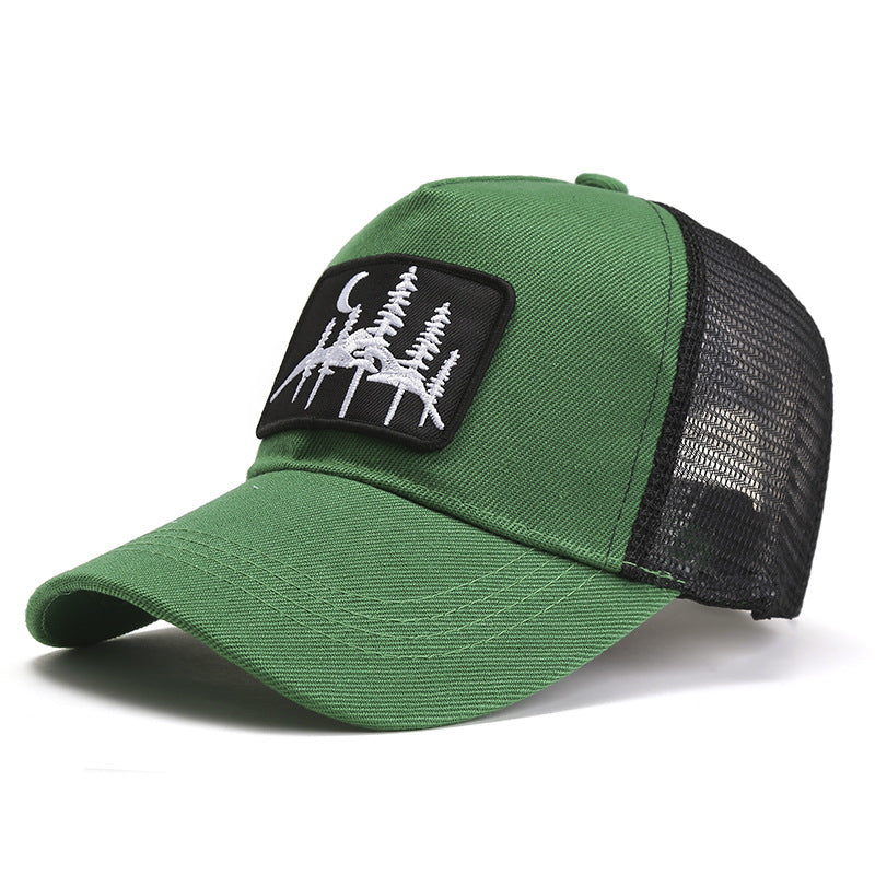 Black and red breathable trucker cap profile