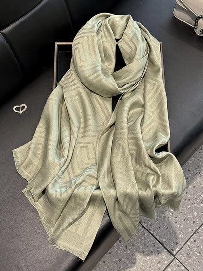 Unisex Raw Hem Lightweight Scarf in Black - color detail 17