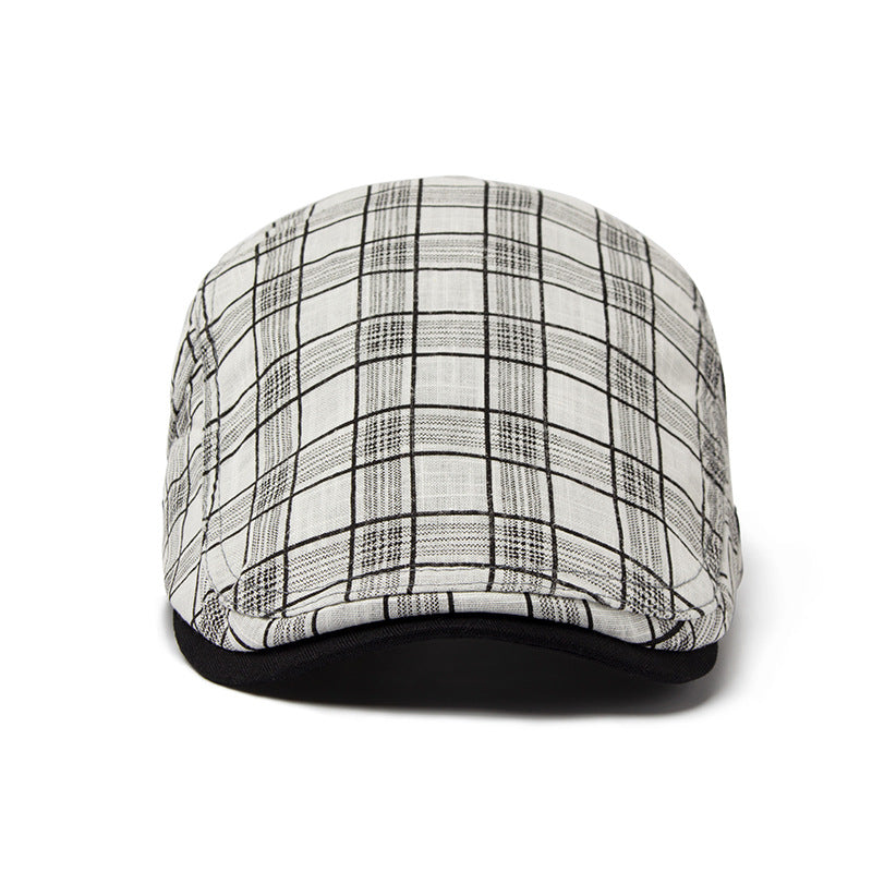 White vintage flat cap side profile