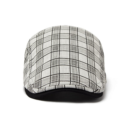 White vintage flat cap side profile