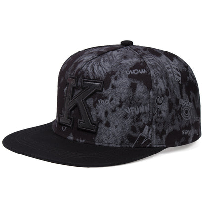 Khaki embroidered initial snapback profile