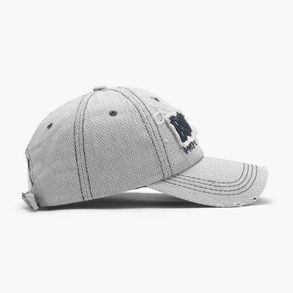 Unisex Boston Embroidered Distressed Cotton Baseball Cap