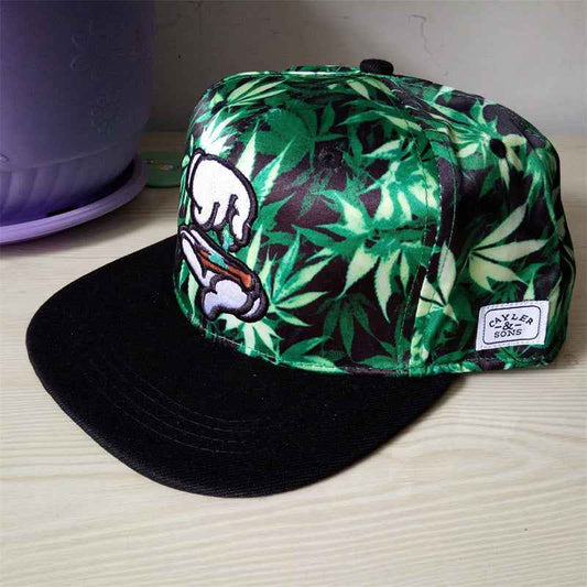 Unisex Leaf Print Embroidered Snapback Baseball Caps