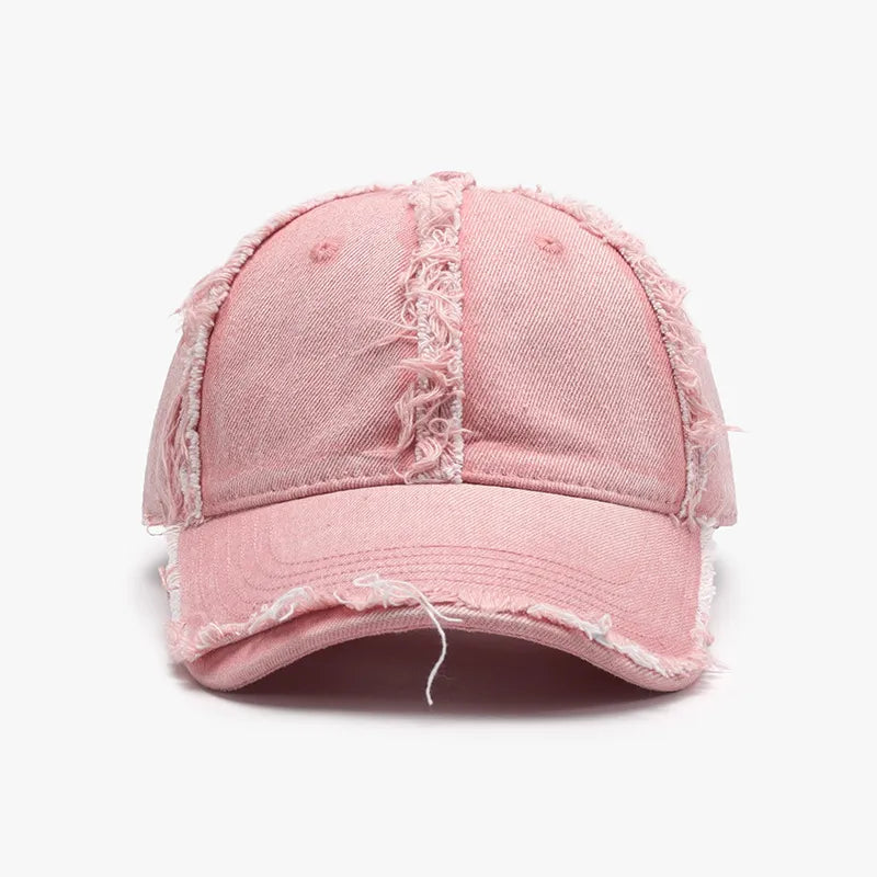 Dark raw hem cotton baseball cap clean profile