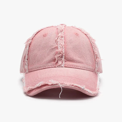 Dark raw hem cotton baseball cap clean profile