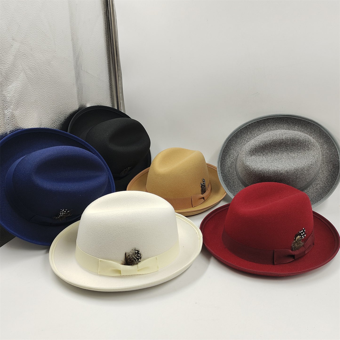 Classic unisex fedora with decorative pin colorway 01