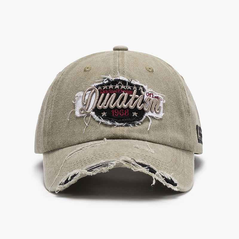 Unisex Distressed Embroidered Washed Cotton Baseball Cap