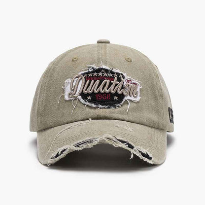 Unisex Distressed Embroidered Washed Cotton Baseball Cap
