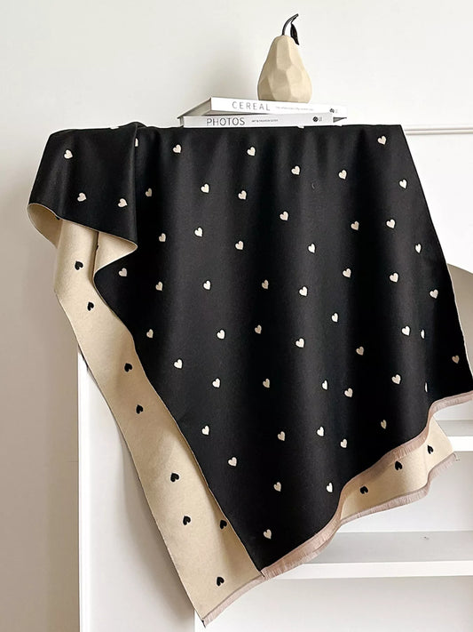 Women's Heart Raw Hem Scarf in Pink - styled detail 2
