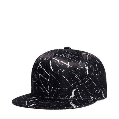 Unisex Abstract Marble Print Flat Brim Snapback Cap