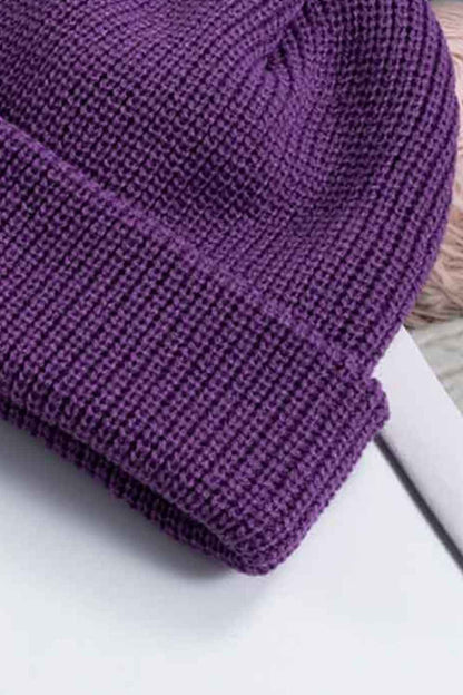 Red acrylic winter beanie crown and cuff detail