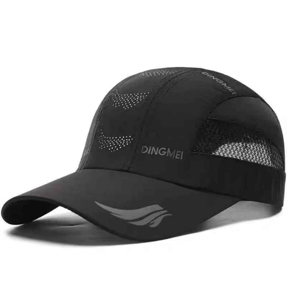 Blue lightweight outdoor running cap side profile