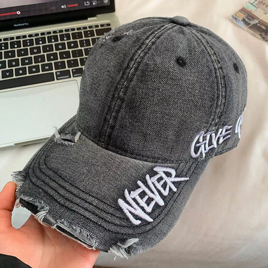 Unisex Distressed Letter Embroidered Baseball Cap product photo 2
