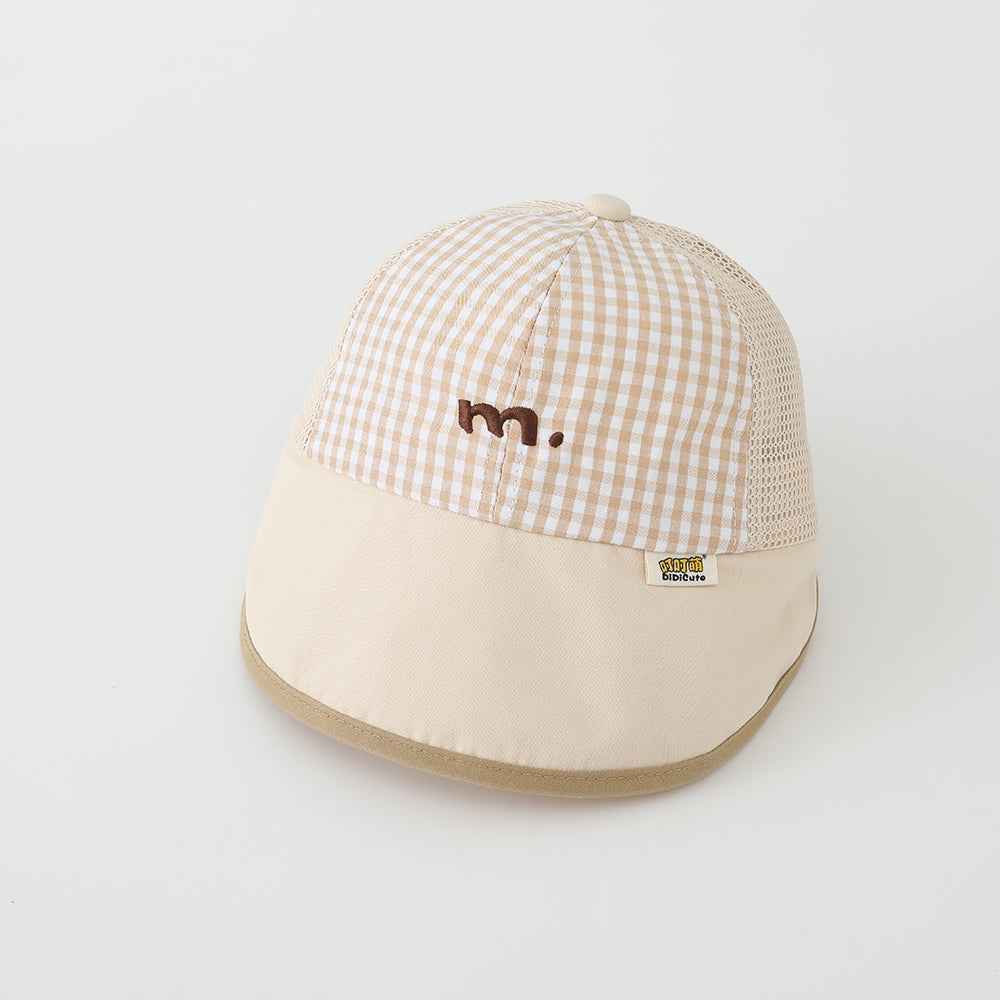 Kids Gingham Mesh Embroidered Baseball Caps