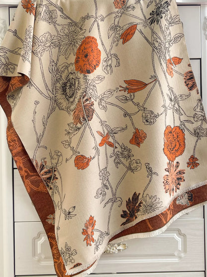 Women's Floral Print Reversible Scarf in Pink - styled detail 8