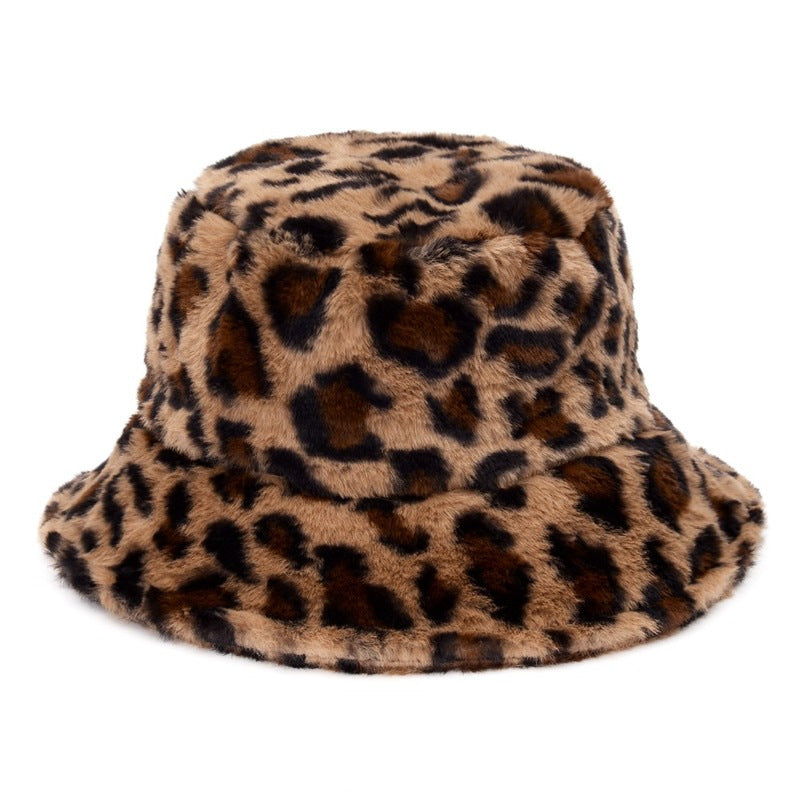 Unisex faux fur animal print bucket hat - product photo 5