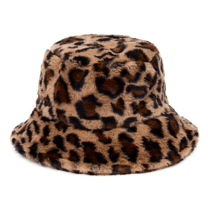Unisex faux fur animal print bucket hat - product photo 5