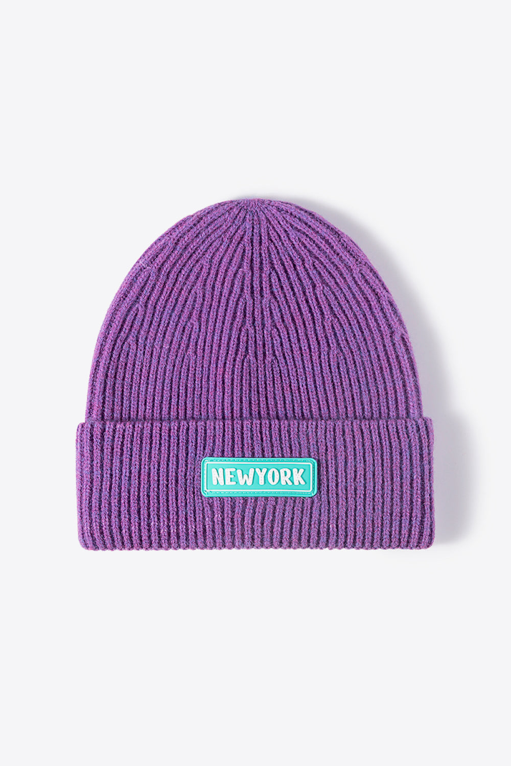 Gray NEWYORK beanie top crown view