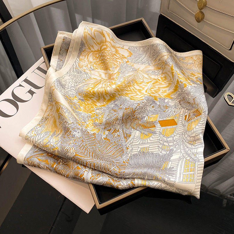 Women's mulberry silk square scarf - product photo 3