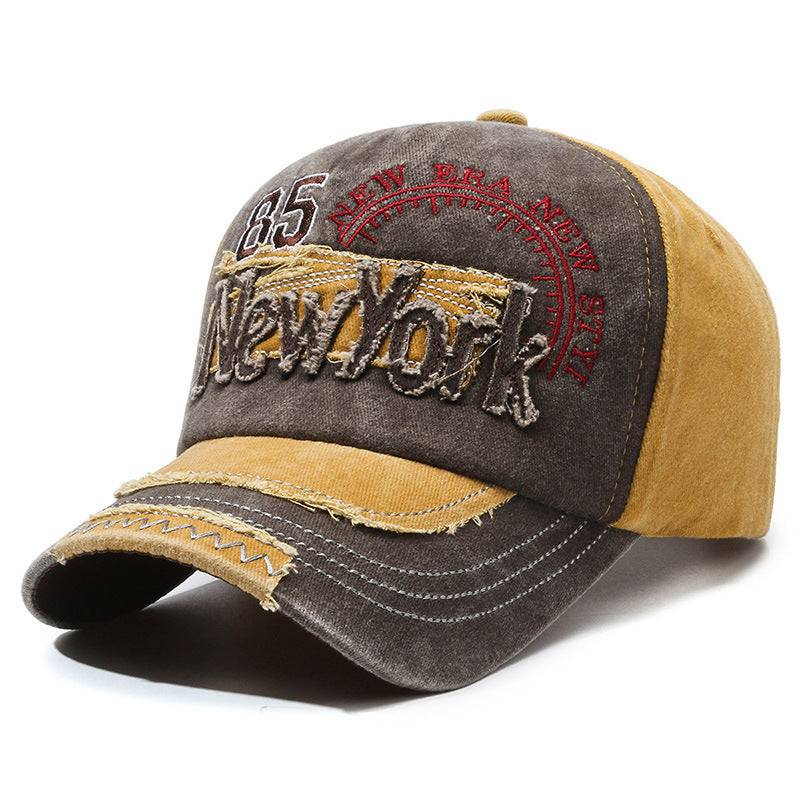 Unisex Distressed Embroidery-Washed Baseball Cap
